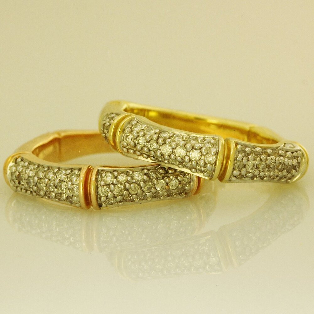$4450 / NEW / Designer UNIVERSAL DIAMOND 14K Rose Gold Bamboo Stacking Ring